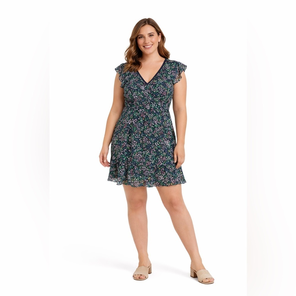 Tommy Hilfiger Floral Mini Dress Flutter Sleeve Size 14 Spring - Picture 14 of 14